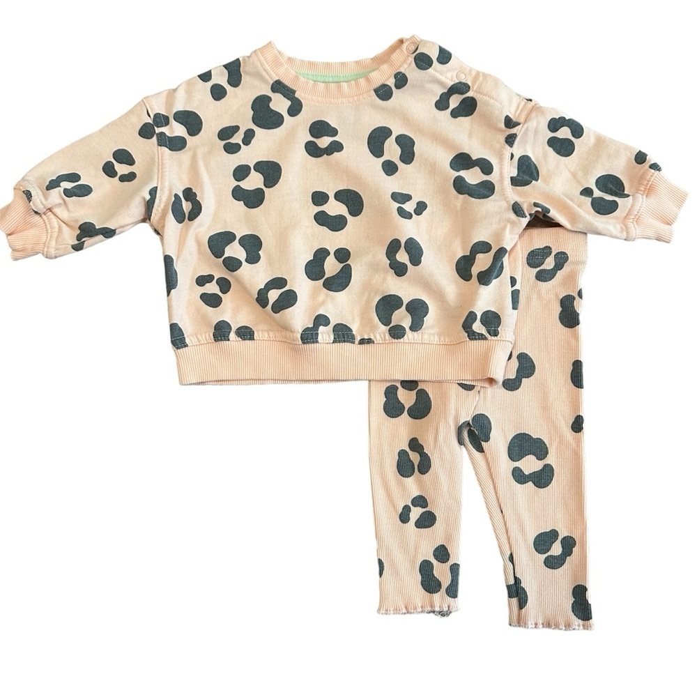 George Baby Viral Leopard Print Oversized Sweatshirt Top & Ribbed Leggings Set